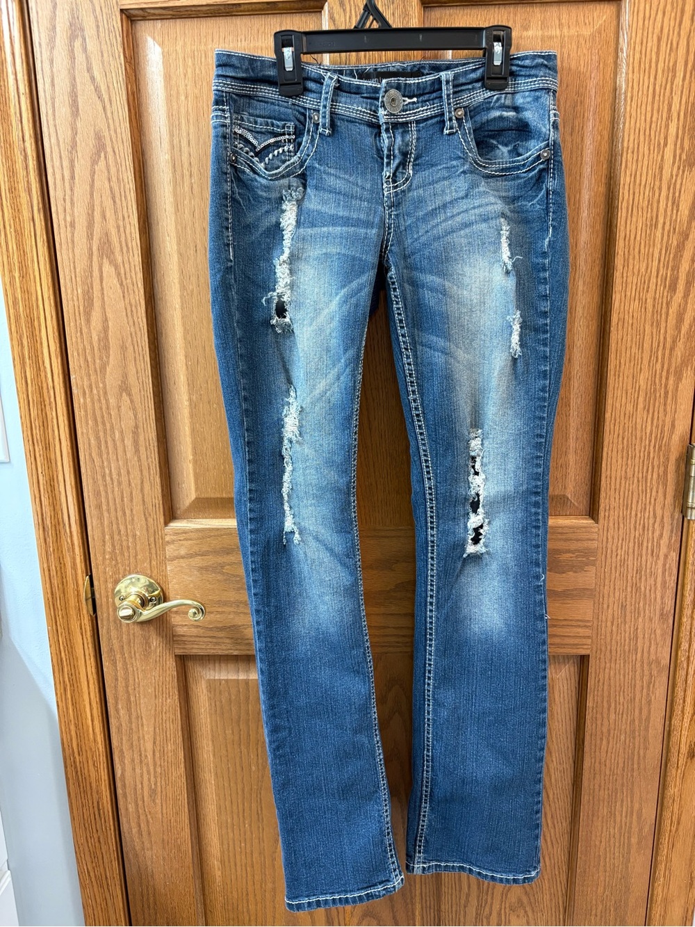 Twenty One Black By Rue 21 Women's Distressed Blue Boot Cut Jeans
